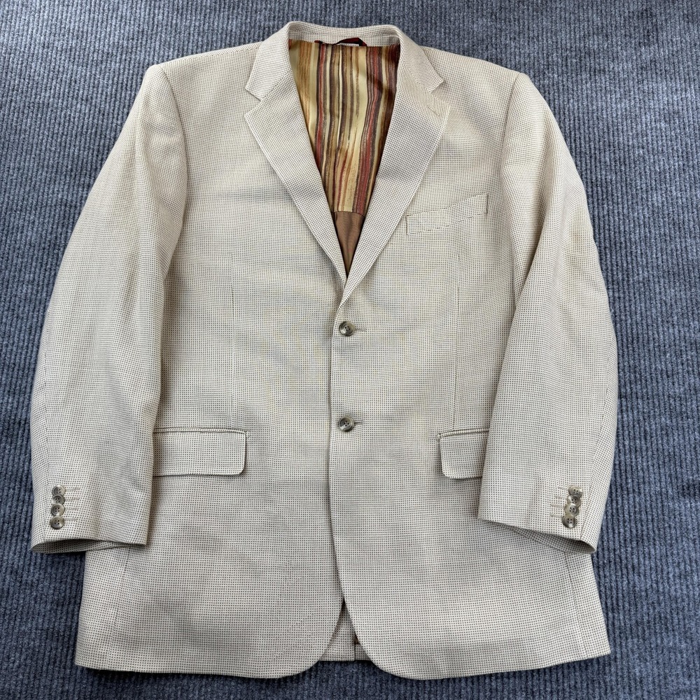 Pronto moda Elite Blazer 44L Beige Charles Silk Wool Linen Cashmere Lux Italy‎